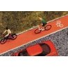 Roadway -- Bicycle Path - 39-3/8 x 9/16′ 1m x 14.5mm (red, gray, Bicycle Symbol), HO, Busch Gmbh & Co Kg 7082