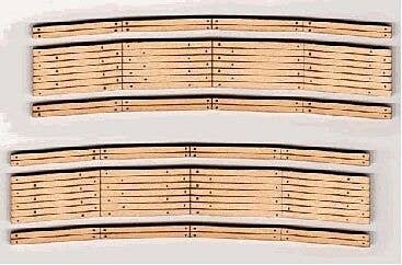 2-Lane Curved Laser-Cut Wood Grade Crossing 2-Pack -- 12-14′ Radius, N, Blair Line 11