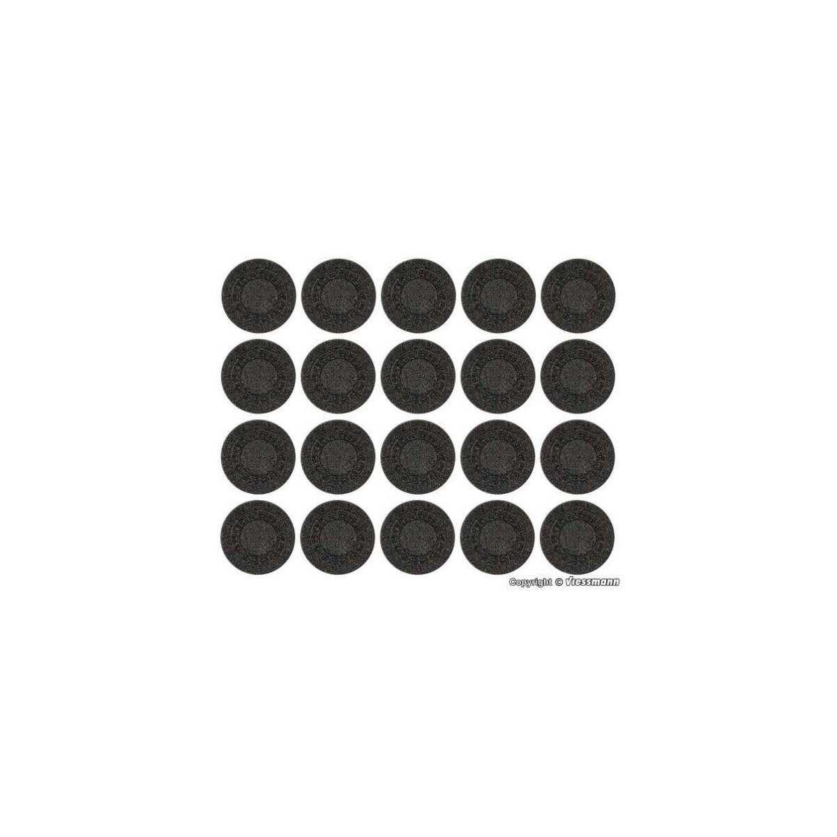 Manhole Covers - Stone Art -- pkg(20), HO, Vollmer Gmbh 48283