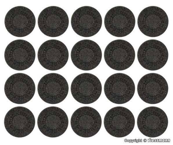 Manhole Covers - Stone Art -- pkg(20), HO, Vollmer Gmbh 48283