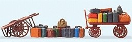 2 Carts w/15 Pieces Assorted Luggage, HO, Preiser Kg 17705