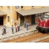 On the Platform w/Scene Sound Module -- German Railroad Personnel pkg(6), TT, Noch Gmbh & Co 12900