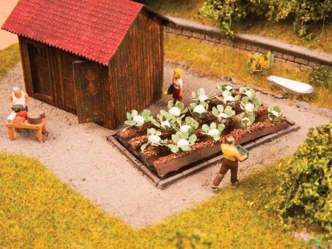 Garden Plot - Assembled - Deco Minis -- 16 Cauliflower Plants, HO, Noch Gmbh & Co 13216