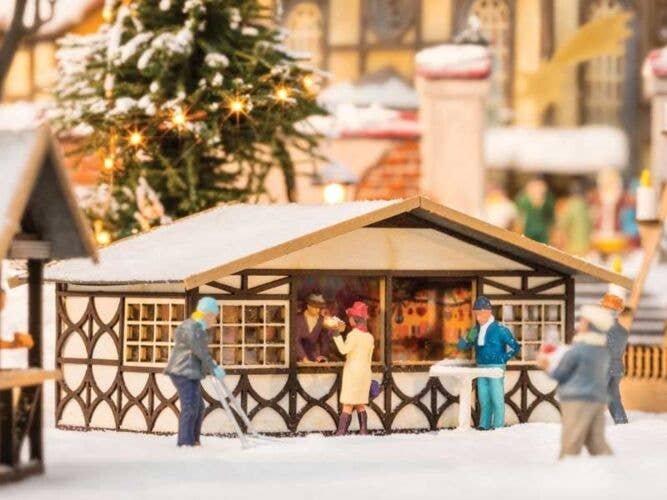Christmas Market Stall -- Laser-Cut Wood Kit, HO, Noch Gmbh & Co 14392