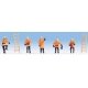 Firefighters w/Ladders -- 5 Figures (orange coats) & 2 Ladders, HO, Noch Gmbh & Co 15022