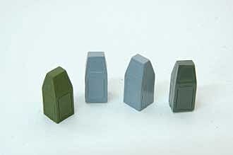 Street Trash Cans -- Unpainted Metal Castings pkg(4), HO, Durango Press 129