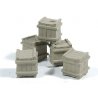 Small Square Crate (Cast Metal) -- Unpainted pkg(5), HO, Durango Press 135