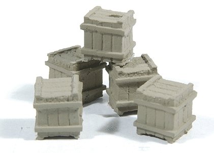 Small Square Crate (Cast Metal) -- Unpainted pkg(5), HO, Durango Press 135