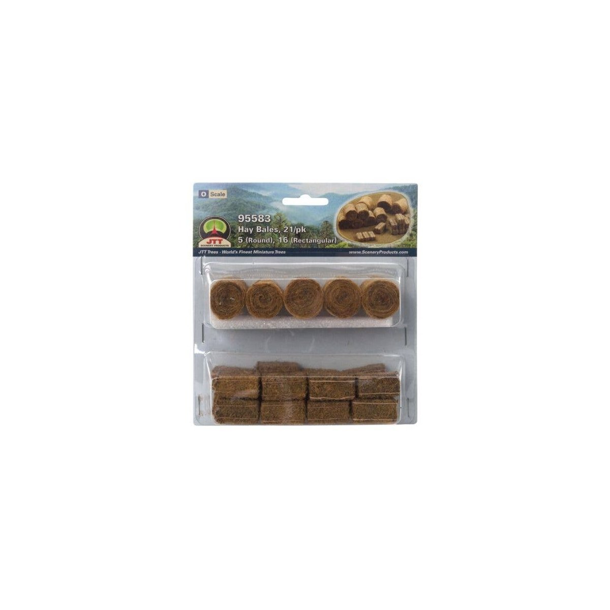 Hay Bales -- 5 Round and 16 Rectangular, O, JTT Miniature Tree 95583