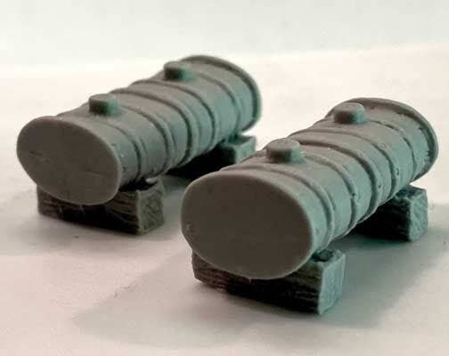 Unpainted Resin Castings -- Bulk Fuel Tanks pkg(2), HO, Bar Mills LLC 2028