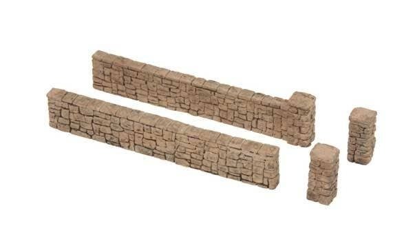 Stone Garden Wall -- 12 Pieces, Total Length 28` 71cm, 9/16` 1.5cm Tall, HO, Noch Gmbh & Co 13172