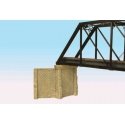 2 Cut-Stone Bridge Abutments with 4 Wing Walls -- Fits Central Valley Single-Track Truss Bridge (Sol, HO, Monroe Models 930