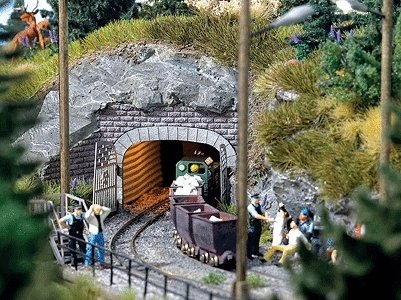 Mine Entrance 2 Rail -- 9.5 x 4.3cm, HO, Busch Gmbh & Co Kg 1471