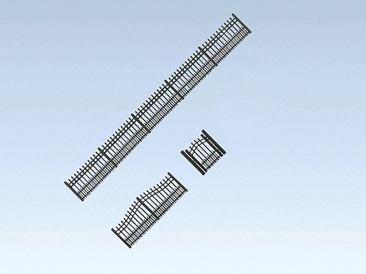 Iron Garden Fence -- 26-15/16′ 68.4cm Total Length, HO, Faller Gmbh 180411