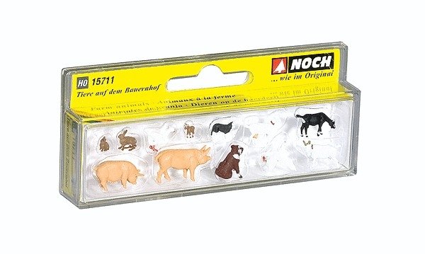 Small Farm Animal Set -- pkg(12), HO, Noch Gmbh & Co 15711