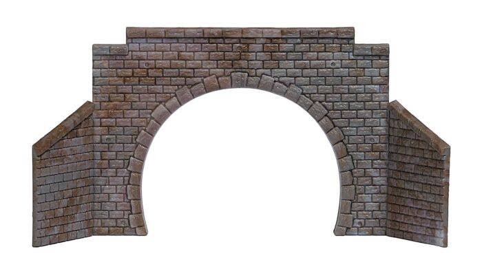 Cut Stone Double-Track Tunnel Portal w/Wing Walls, N, Busch Gmbh & Co Kg 8198