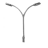 1980s Double-Boulevard Street Lights -- Non-Operating pkg(4), HO, Plastruct Inc 94808