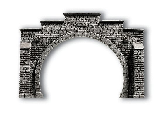 Profi-Plus Scenic Components -- Tunnel Portal Double-Track (gray) 8-1/4 x 5-11/16′ 21 x 14.5cm, HO, Noch Gmbh & Co 58052