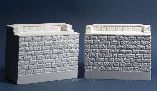 Single-Track Bridge Abutment -- Cut Stone - 1 Pair, O, Monroe Models 953