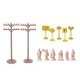 Layout Accessories Assortment -- 12 Telephone Poles, 24 Signs & 24 Unpainted Figures, HO, Bachmann Industries 42104