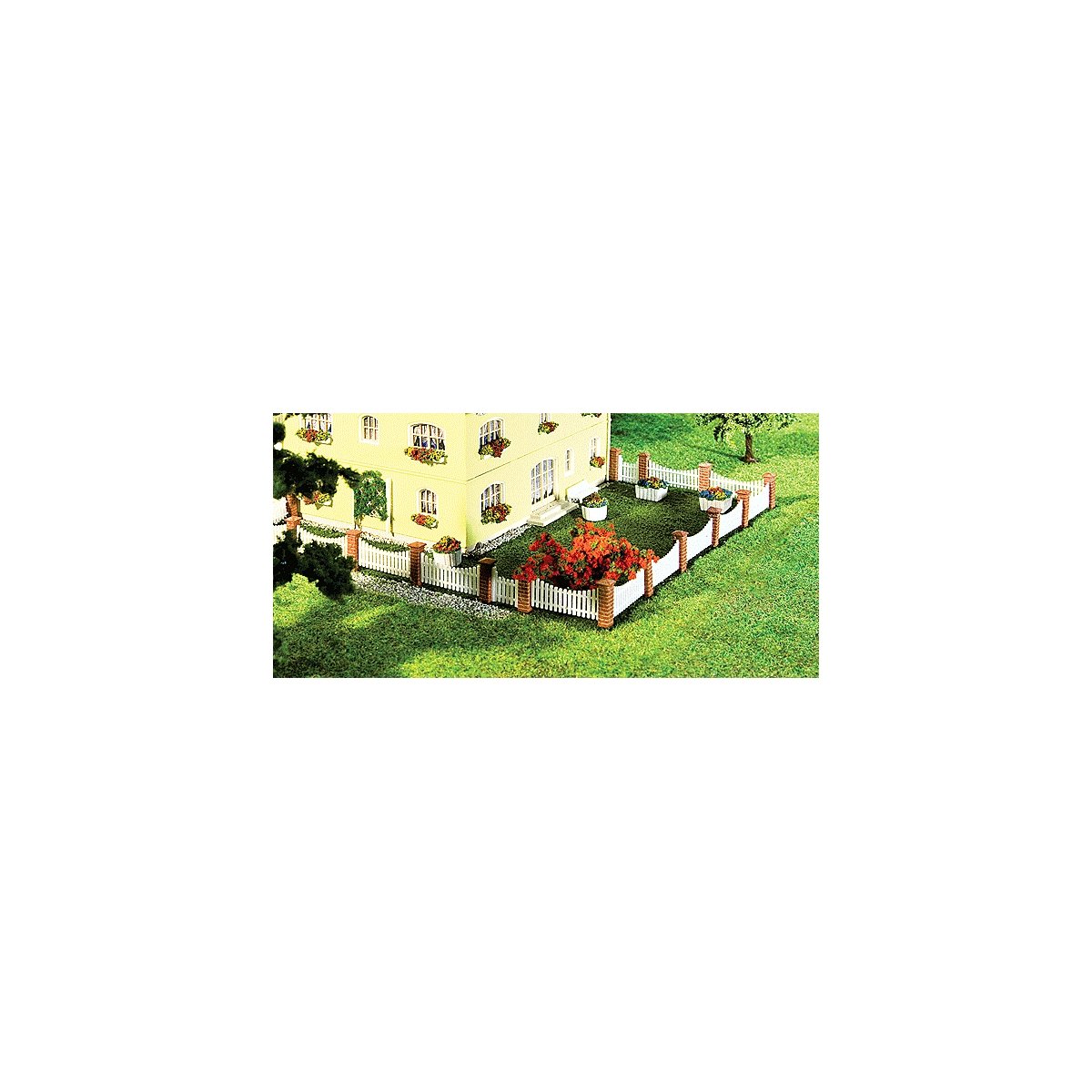 Front Garden Fencing -- Masonry Posts & White Fencing, N, Faller Gmbh 272409