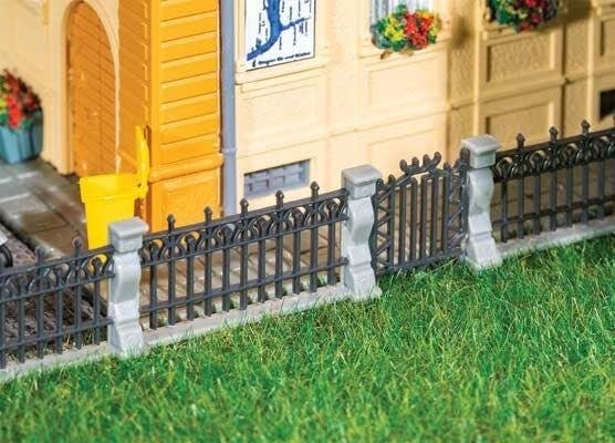 Wrought-Iron Fence w/Pillars -- 5 Different Styles, HO, Faller Gmbh 180417