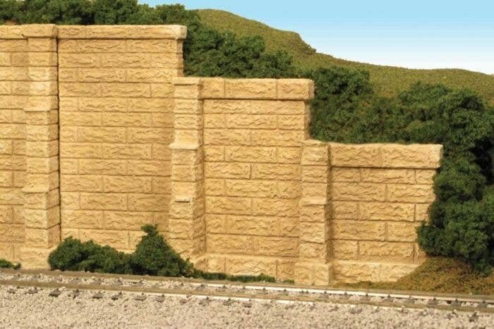 Bridge Abutment Wing Walls -- Sandstone pkg(2), HO, Monroe Models 166