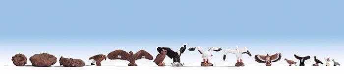 Birds & Nests -- 12 Birds, 3 Nests, HO, Noch Gmbh & Co 15775