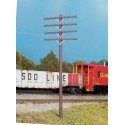 Railroad Telephone 4-Arm Poles -- Kit - 12 Poles & 48 Crossarms (brown), HO, Rix Products 34