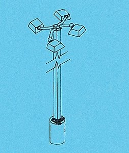 Light Poles w/Light Heads (Nonworking) pkg(2) -- For Yards, Industrial, Engine Facility, Etc., HO, Details West 455