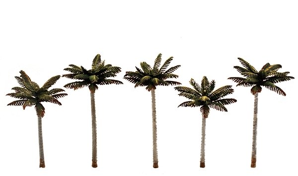 Small Palm Trees - Woodland Classics(TM) Ready Made Trees(TM) -- 3 to 3-3/4′ 7.6 to 9.5, All Scales, Woodland Scenics 3597