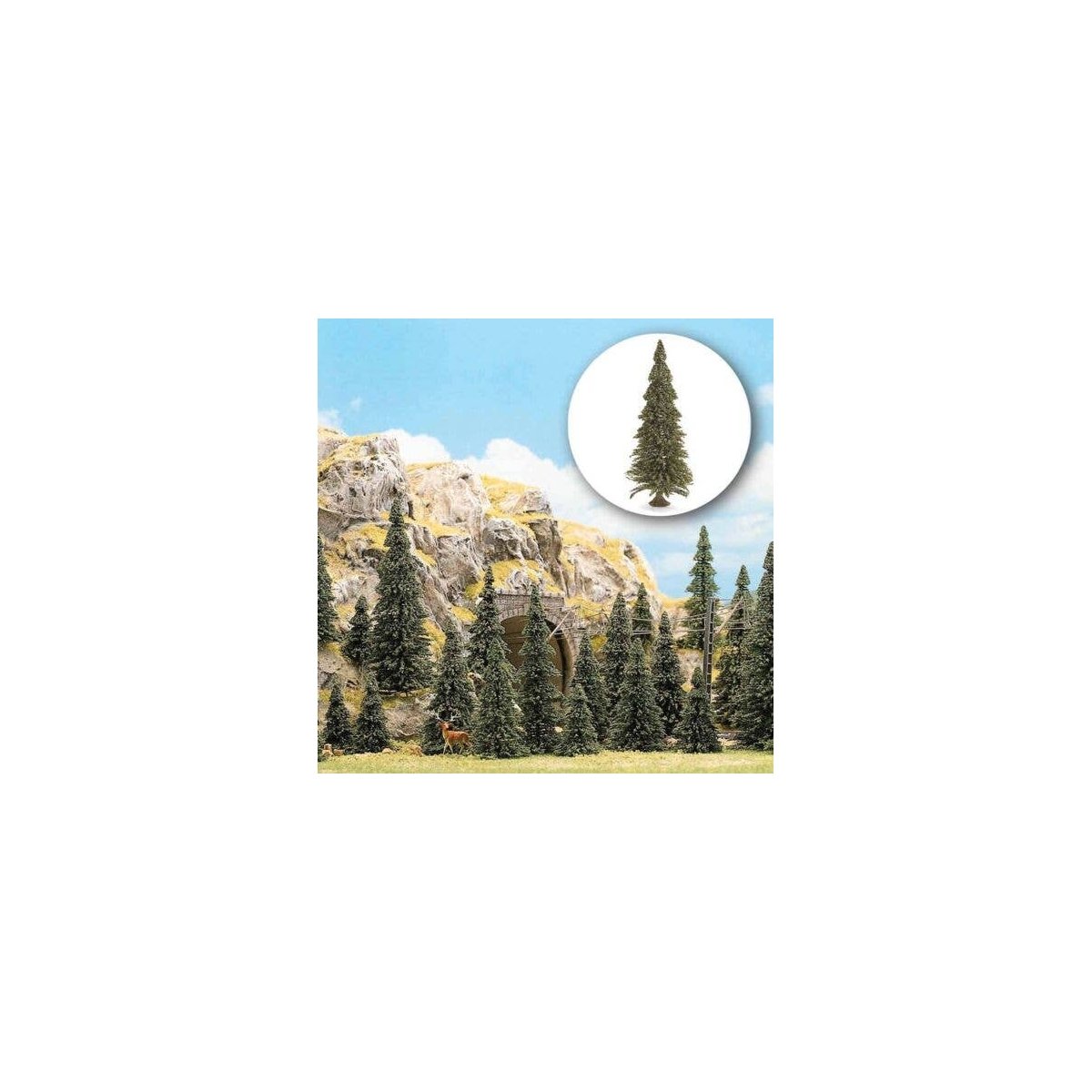 Trees -- Pine with Roots - Includes 8 Each 60, 90, 110 mm, 12 of 75 mm and 4 of 135 m, All Scales, Busch Gmbh & Co Kg 6477
