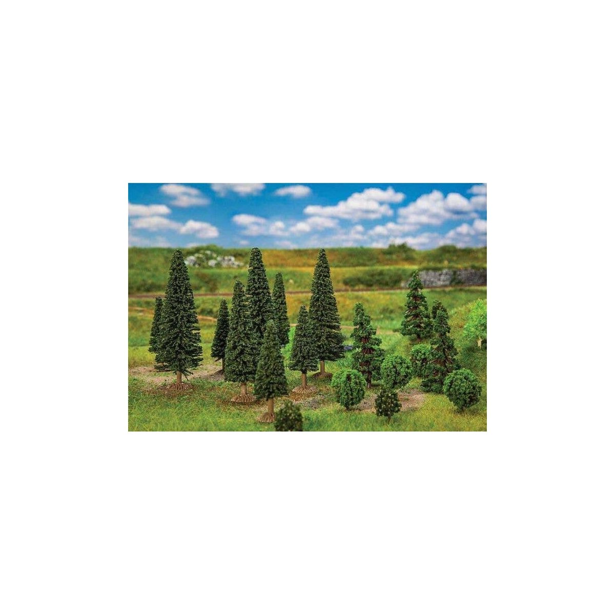 Mixed Forest Trees -- 1-3/8 to 3-1/2′ 3.5 to 9cm Tall pkg(25), All Scales, Faller Gmbh 181540