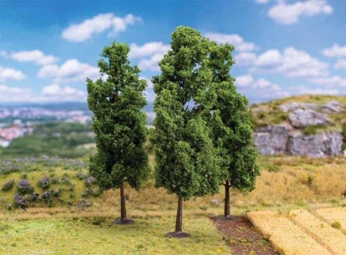 Poplar Trees -- 5-1/8′ 13cm Tall pkg(3), All Scales, Faller Gmbh 181576