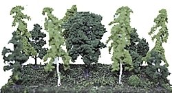Assorted Trees -- 2-1/2 to 5′ 6.4 to 12.7cm pkg(12), All Scales, Heki/Mini Forest 305