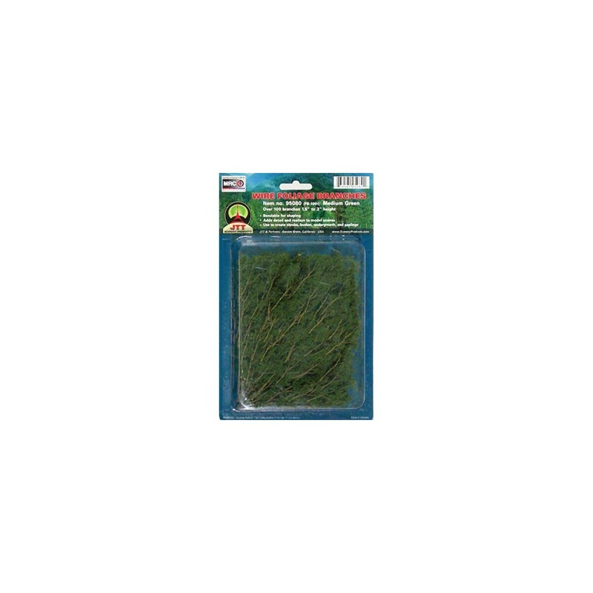 Foliage Branches - 1-1/2 to 3′ 3.8 to 7.6cm pkg(60) -- Medium Green, All Scales, JTT Miniature Tree 95519