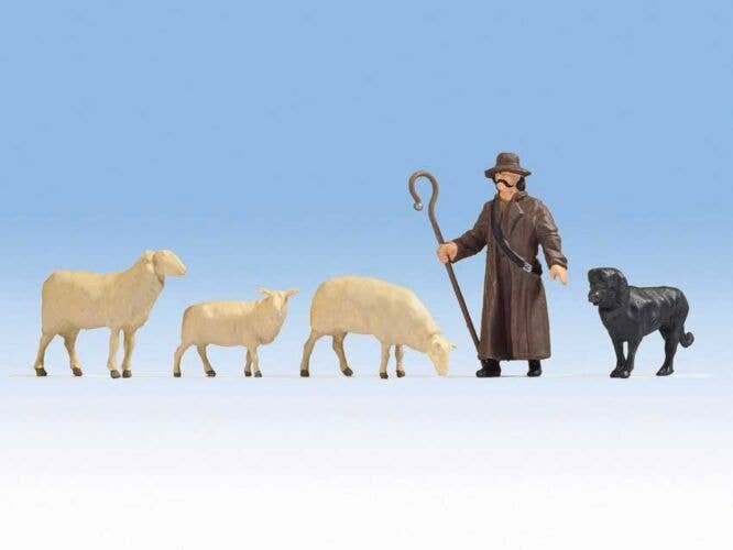Shepherd with Dog and 3 Sheep, O, Noch Gmbh & Co 17901
