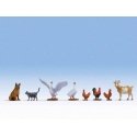 Farm Animals -- 2 geese, 3 Chickens, 1 Each: Goat, Dog, Cat, O, Noch Gmbh & Co 17903