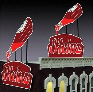 Heinz Ketchup Sign -- 3-29/32 x 3-29/32′ Suitable for HO & O Scales, All Scales, Micro Structures 1081