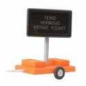 Mobile Highway Sign w/3v DC Transformer -- Road Narrows Merge Right, O, Miniatronics Corp. 8550501