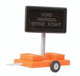 Mobile Highway Sign w/3v DC Transformer -- Road Narrows Merge Right, O, Miniatronics Corp. 8550501