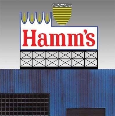 Hamm`s Brewing Animated Neon Billboard -- Large for HO and O Scales 5-1/8 x 4-3/8` 13, All Scales, Micro Structures 883451