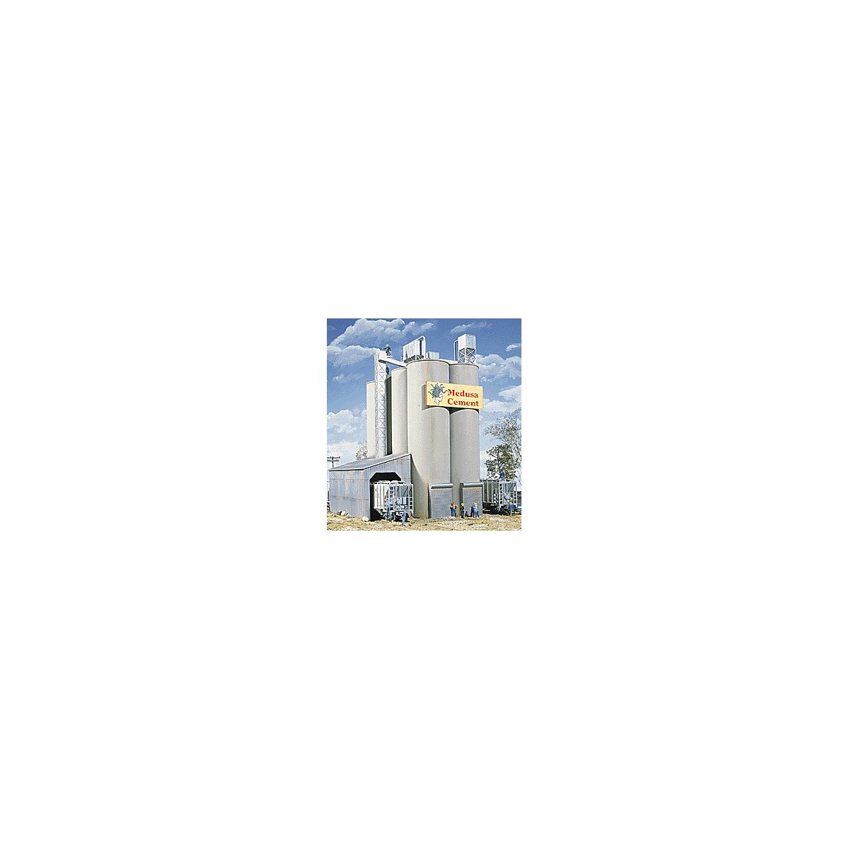 Medusa Cement Company -- Kit - 9 x 7 x 11′ 22.5 x 17.5 x 27.5cm, HO, Walthers Cornerstone 3019