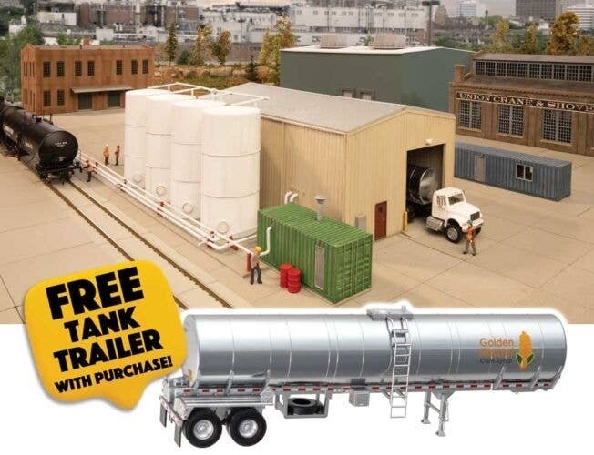 Corn Syrup Transfer - Transload Facility -- Kit with Free SceneMaster Tank Trailer, HO, Walthers Cornerstone B4181
