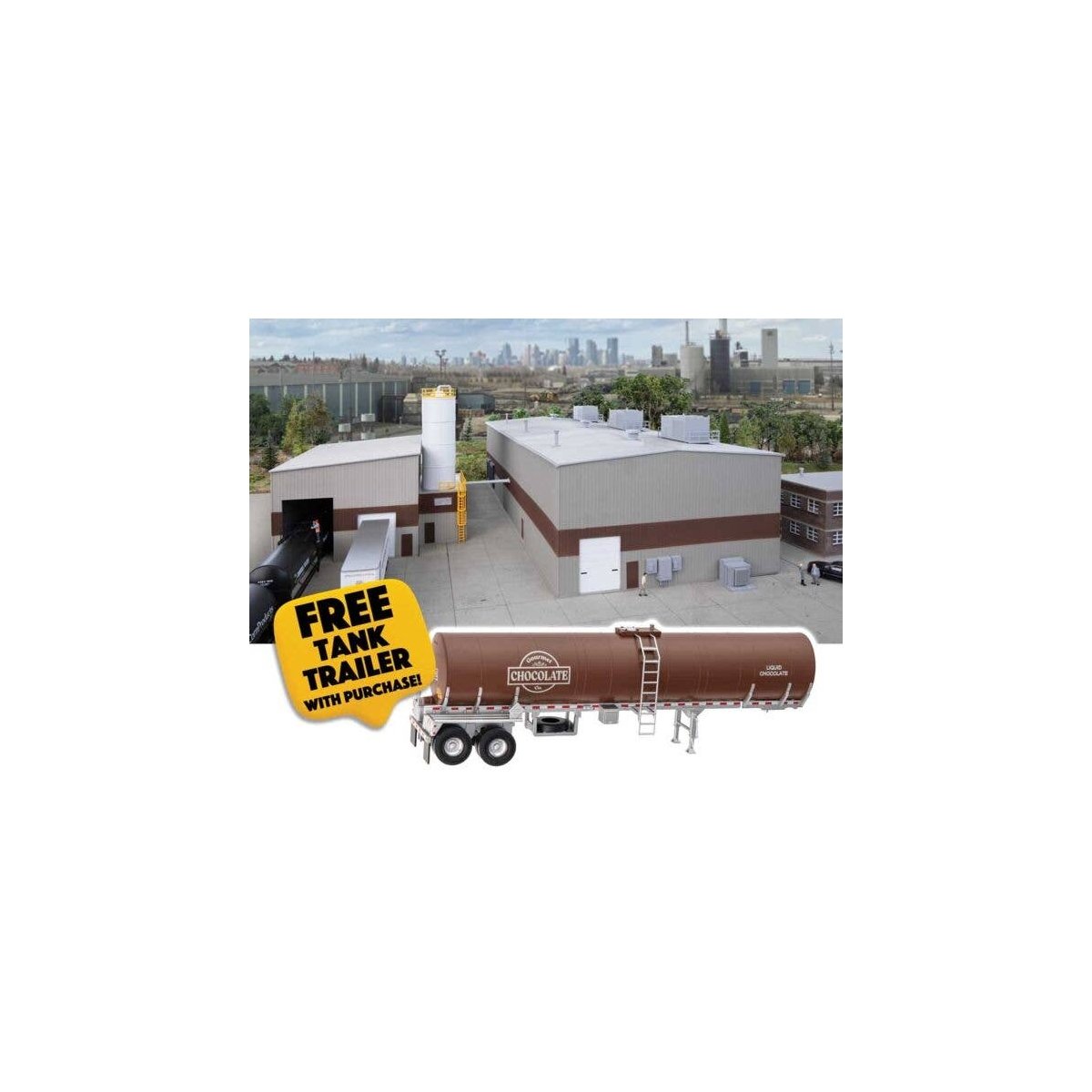 Chocolate Factory -- Kit with Free SceneMaster Tank Trailer, HO, Walthers Cornerstone B4166
