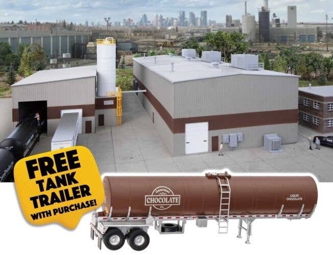 Chocolate Factory -- Kit with Free SceneMaster Tank Trailer, HO, Walthers Cornerstone B4166