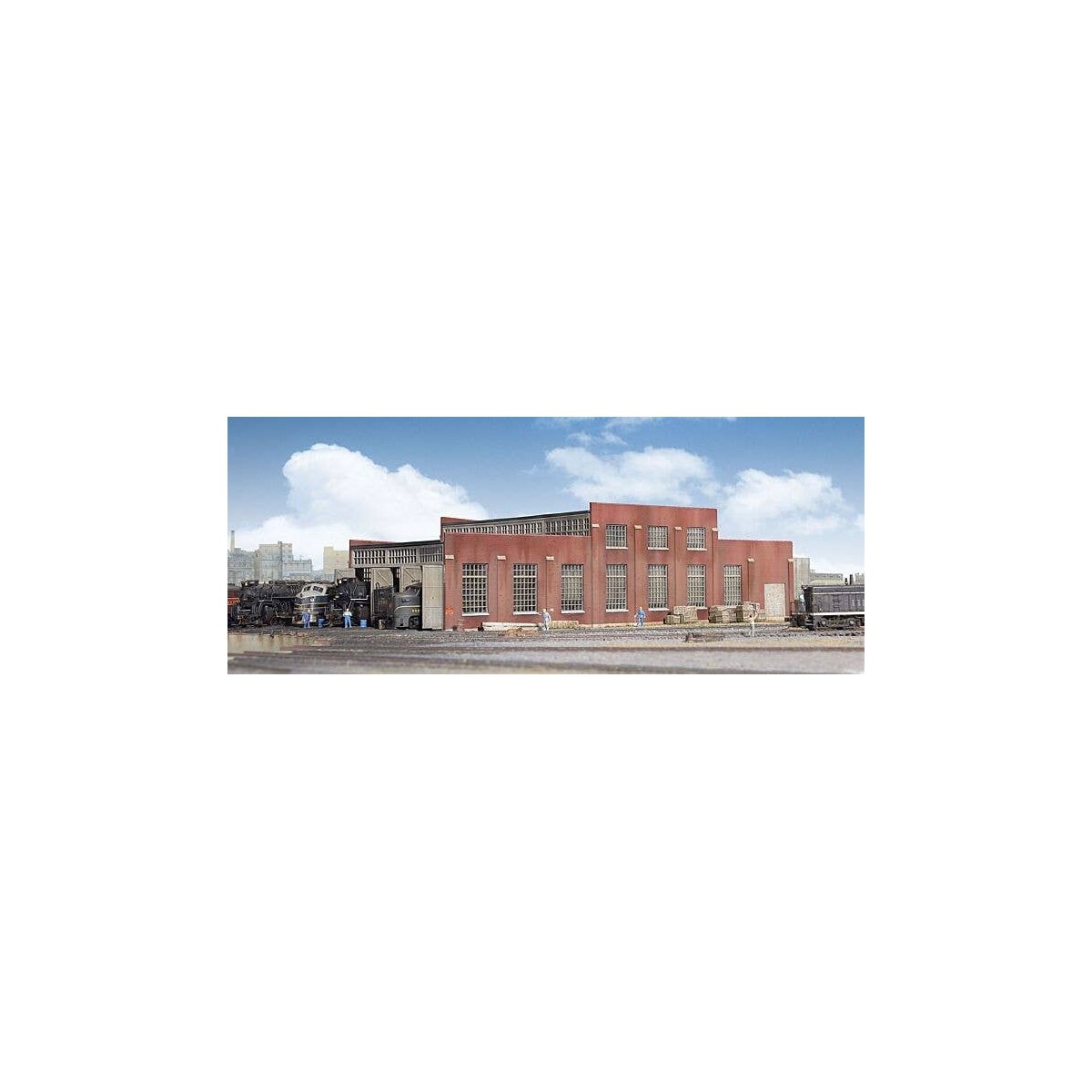 3-Stall Modern Roundhouse -- Kit - 10-13/16 x 3-15/16′ 27.4 x 10cm Stall Width at Rear 3-3/1, N, Walthers Cornerstone 3260