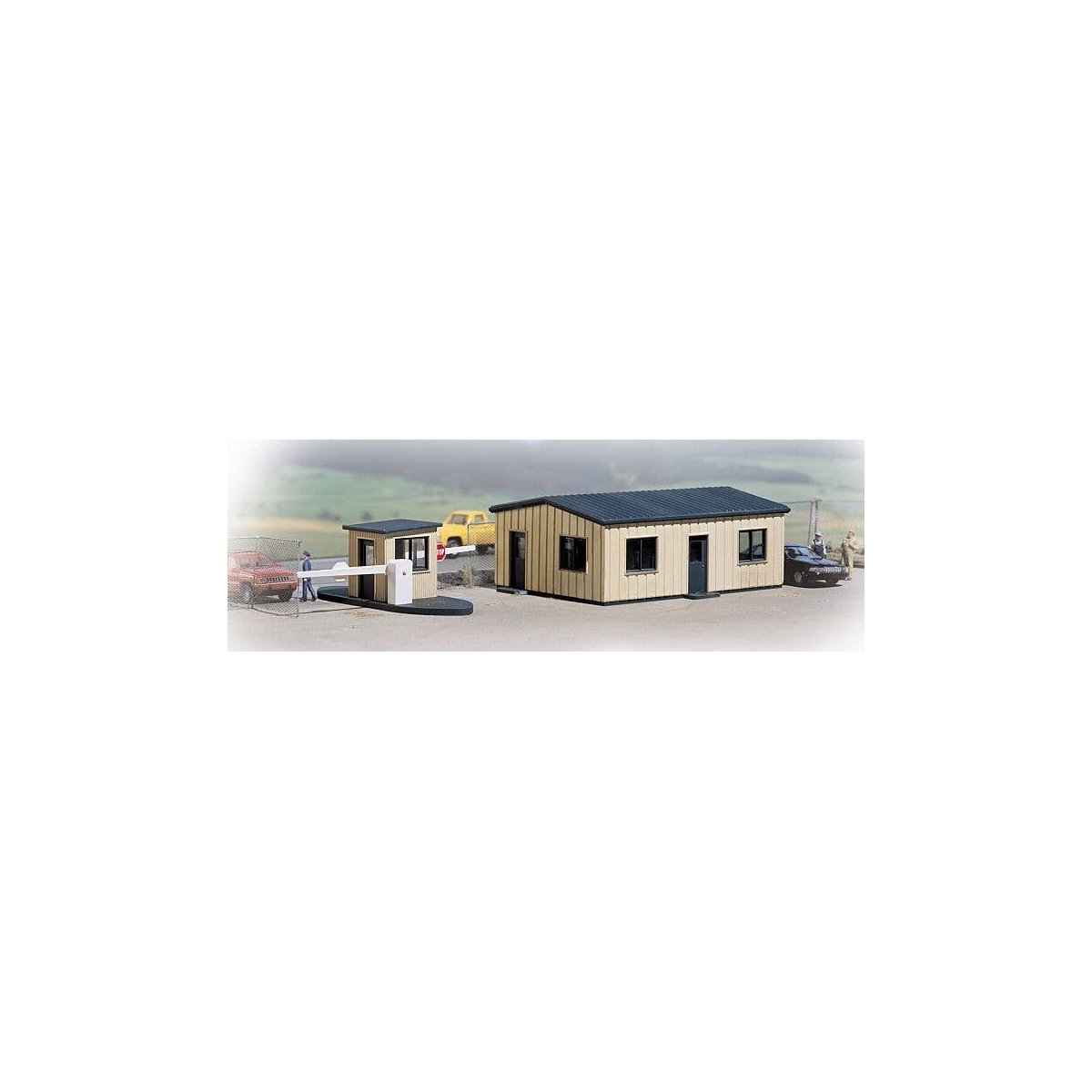 Office & Guard Shack -- Kit - Office: 4-1/8 x 3 x 1-1/2′ 10.5 x 7.6 x 3.8cm, HO, Walthers Cornerstone 3517