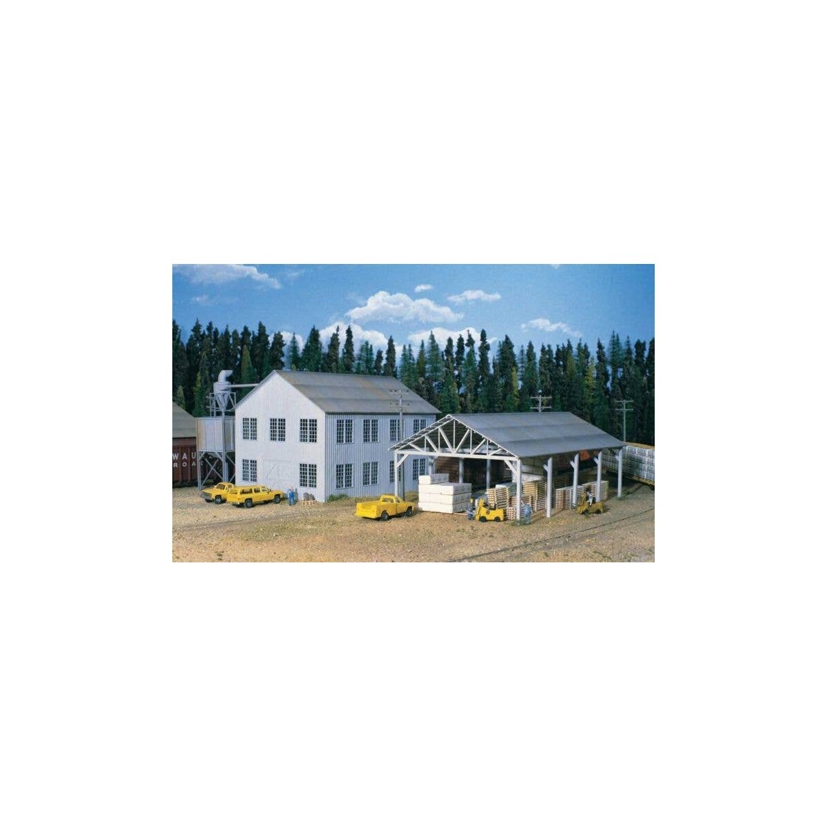 Planing Mill and Shed -- Kit - Mill: 6 x 8` 15.2 x 20.3cm Shed: 6 x 9` 15.2 x 22.9cm, HO, Walthers Cornerstone 3059