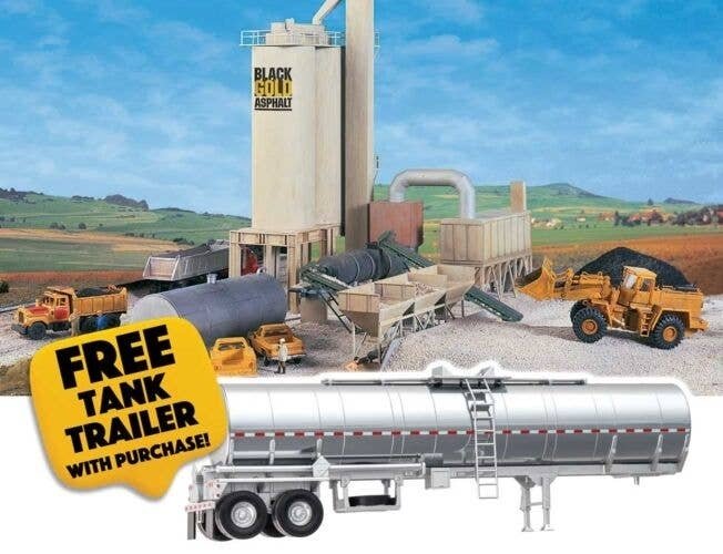 Black Gold Asphalt Hot Mix Plant -- Kit with Free SceneMaster Tank Trailer, HO, Walthers Cornerstone B3085
